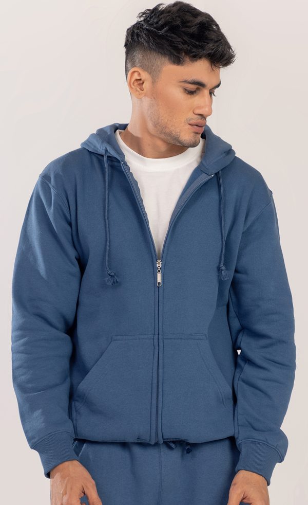 mens denim zipper hoodie