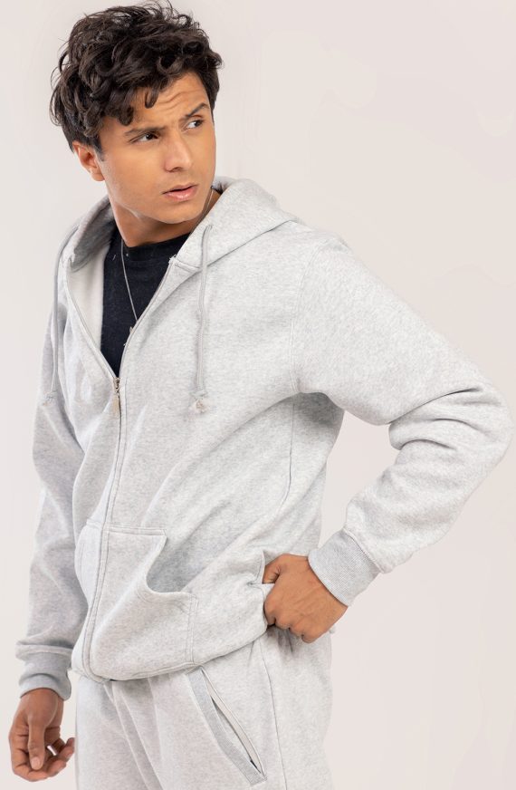 mens heather gray zipper hoodie