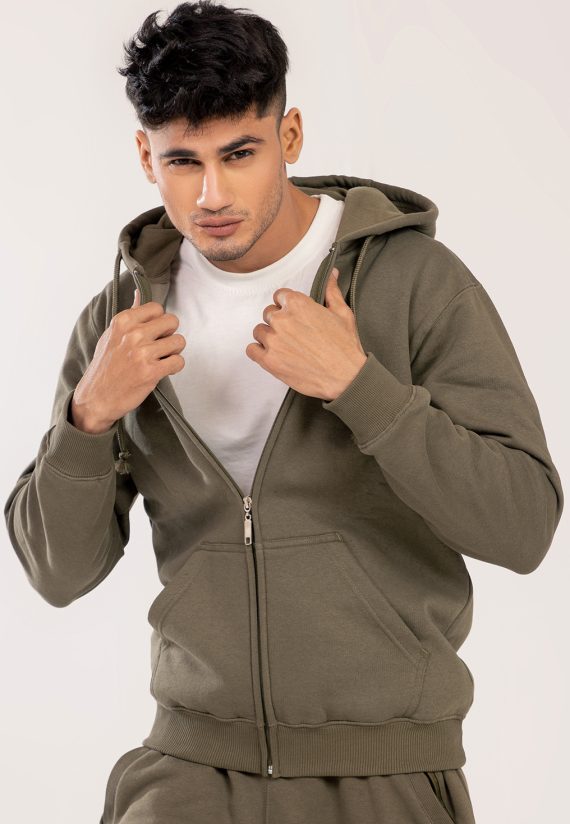 mens olive zipper hoodie