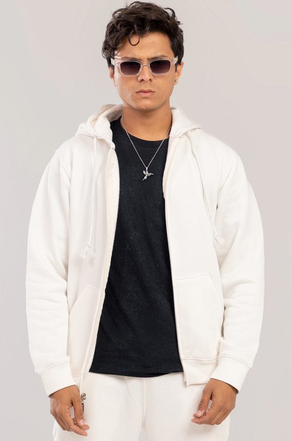 mens white zipper hoodie