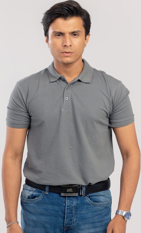 mens polo shirt charcoal